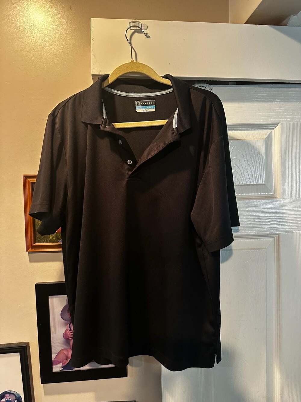 PGA TOUR Men's Airflux Solid Performance Golf Polo Shirt Black Size XL